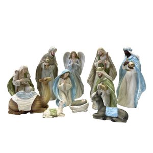 Blue and Green 11 Piece Nativity Set