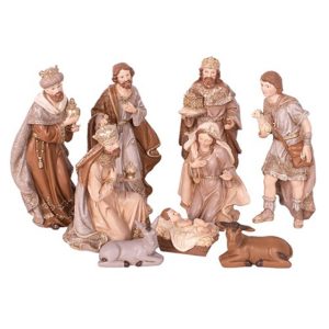 9 Piece Champagne and Cream Nativity Set