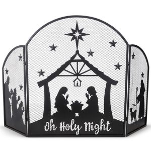 Christmas Fireplace Screen - Oh Holy Night