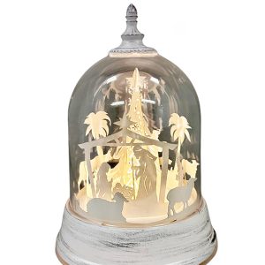 White Dome Nativity Set with Lights and Music