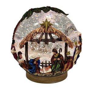 Nativity Set Snow Globe with LED Lights and Music