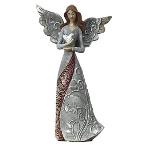24cm Silver Angel with Heart
