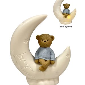 Bear on Moon - LED Night Light - Blue