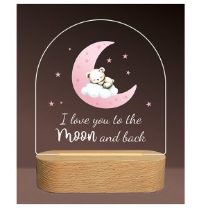 Moon and Back - LED Night Light - Pink