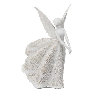 White Lace and Glitter Angel - Looking Left