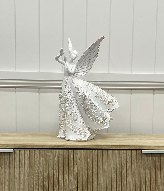 White Lace and Glitter Angel - Looking Right - Image 2