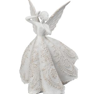 White Lace and Glitter Angel - Looking Right