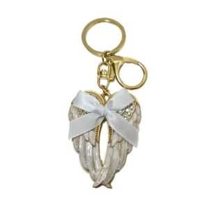 Enamel Angel Wings with Bow Keyring