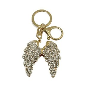 Gold Diamond Angel Wings Keyring