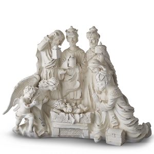 69cm Distressed White Nativity Scene