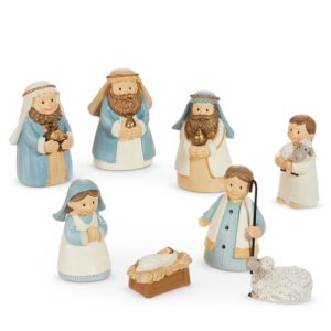 8 Piece Blue Nativity Set for Kids