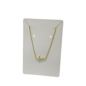 Yellow Sterling Silver Side Cross Necklace
