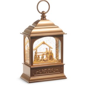 Gold Nativity Scene Snow Globe Lantern