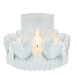 14cm Resin White Angels Candle Hurricane