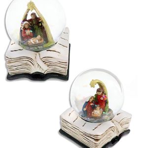 Assorted Nativity Snow Globe with Bible Base